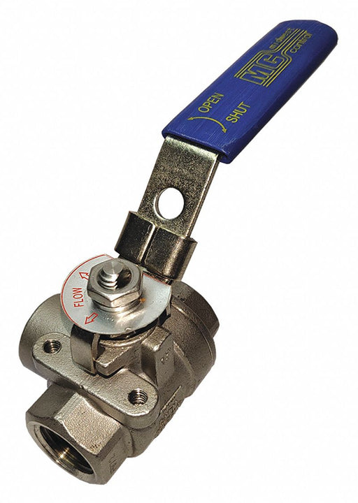 Manual 3-Way Ball Valve 1/2 316 SS