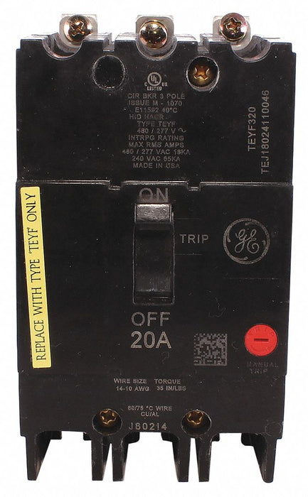 Circuit Breaker 20A 3P TEY 277/480VAC