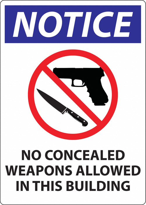 Concealed Carry Sign 14in x 10in Plastic