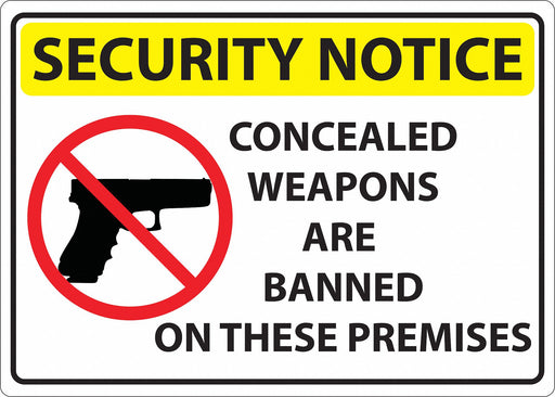 Concealed Carry Sign 10in x 14in Plastic