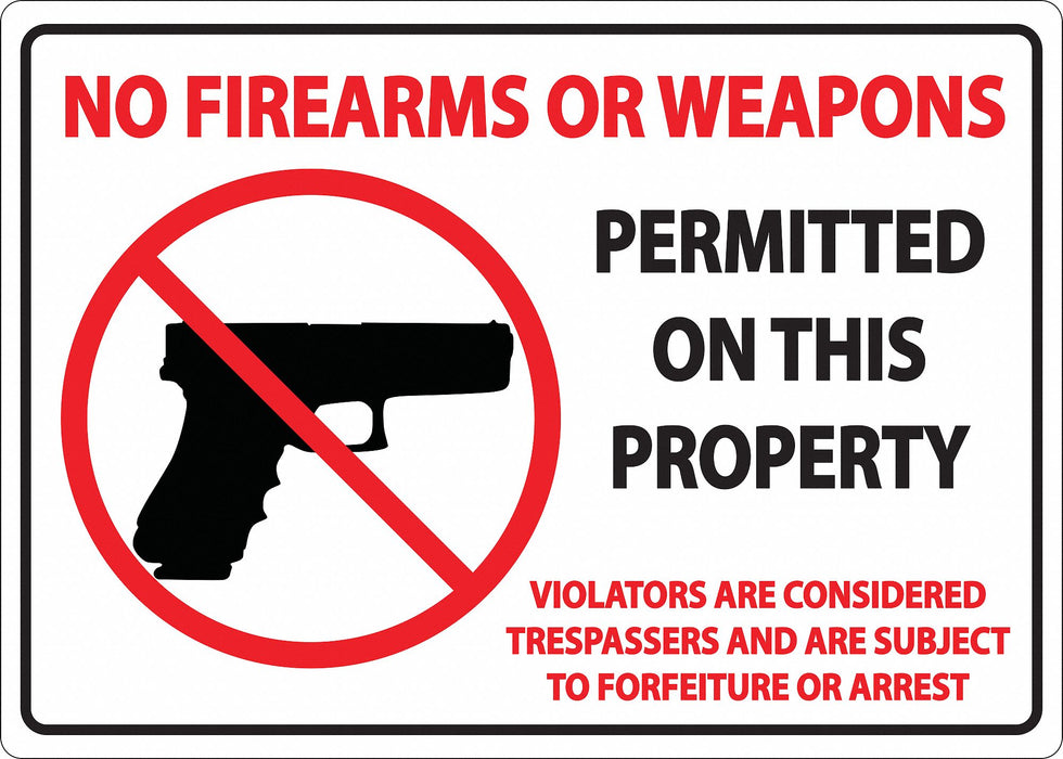 Concealed Carry Sign 7in x 10in Plastic