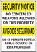 Concealed Carry Sign 14in x 10in Plastic