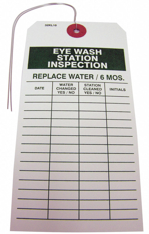 Eye Wash Station Inspection Tag PK25