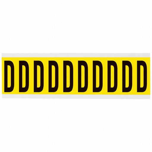 Letter Label D 8inW Black/Yellow Vinyl