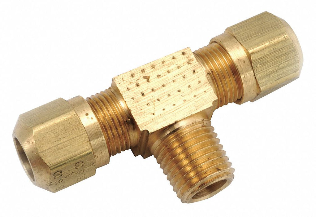 Tee Brass Comp3/8 Comp3/8 MNPT1/8 