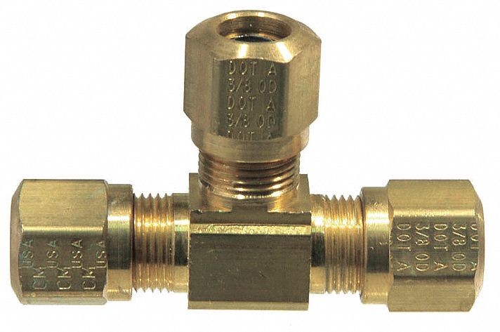 Tee Brass Comp3/8 Comp3/8 Comp1/4 
