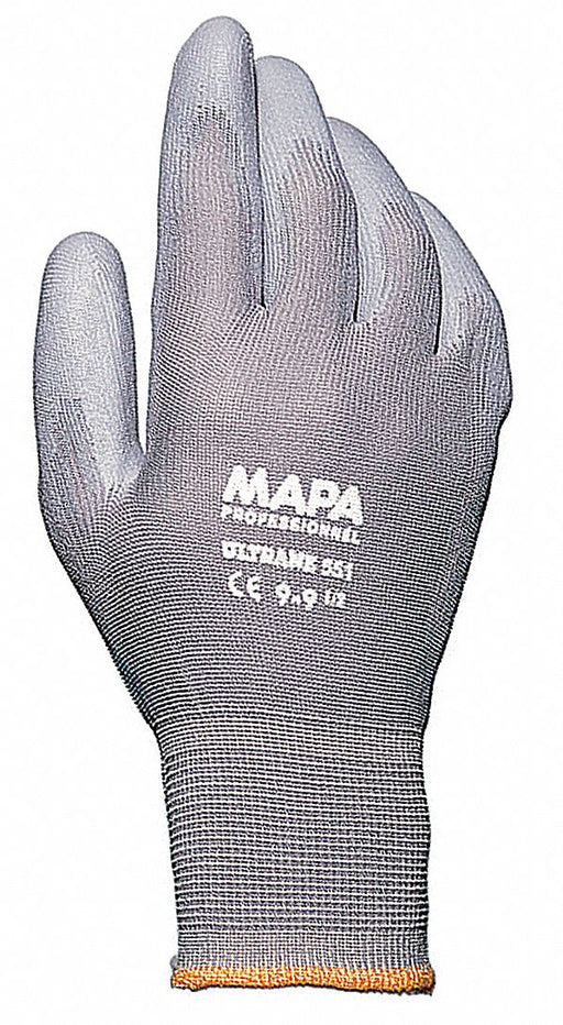 Coated Gloves 6 Gray Polyurethane PR