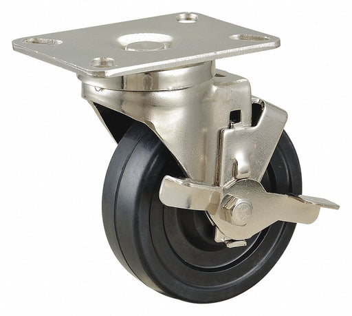 Plate Caster Swivel Rubber 5 3/16 H