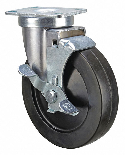 Plate Caster Swivel Rubber 5 1/8 H