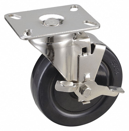 Plate Caster Swivel Rubber 6 3/16 H