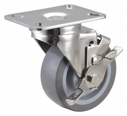 Plate Caster Swivel Rubber 5 3/16 H