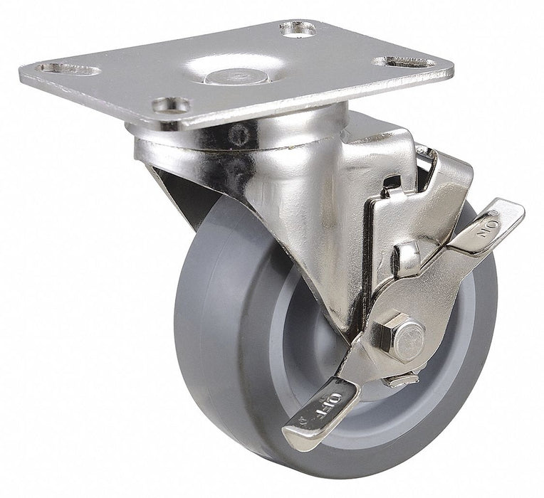 Plate Caster Swivel Rubber 5 3/16 H