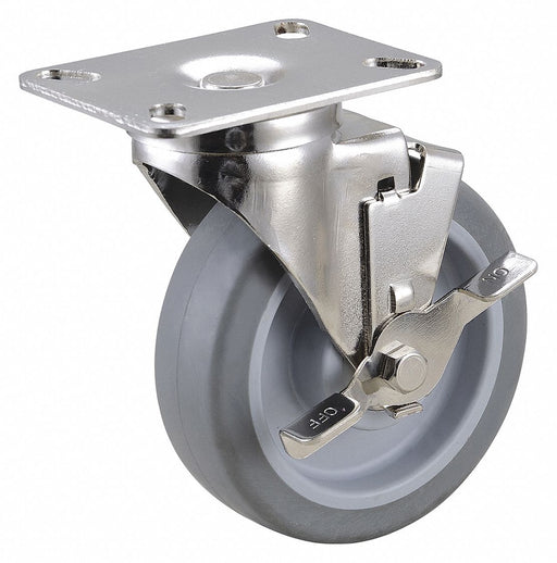 Plate Caster Swivel Rubber 6 3/16 H