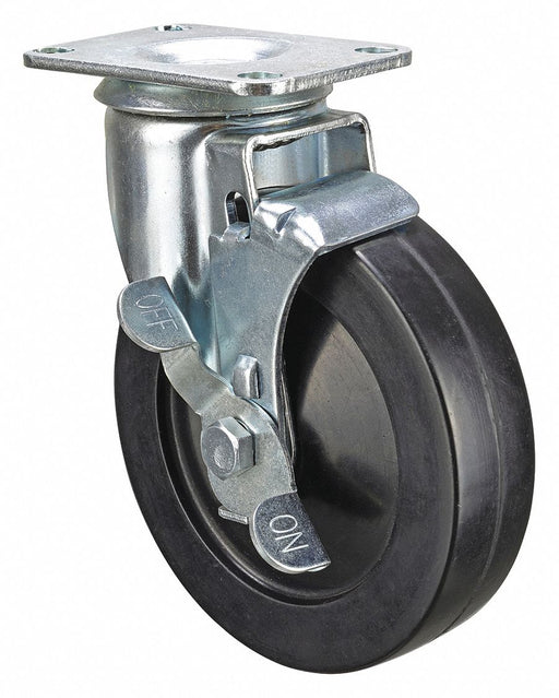 Plate Caster Swivel Rubber 6 3/16 H