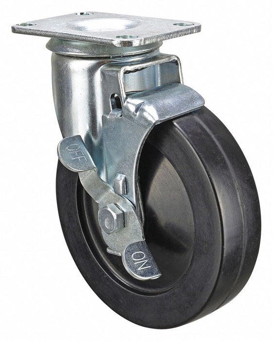 Plate Caster Swivel Rubber 6 3/16 H