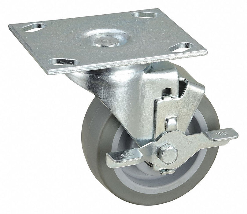 Plate Caster Swivel Rubber 5 3/16 H