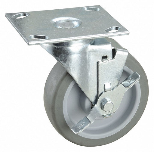 Plate Caster Swivel Rubber 6 3/16 H