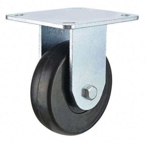 Plate Caster Rigid Rubber 5 1/8 H