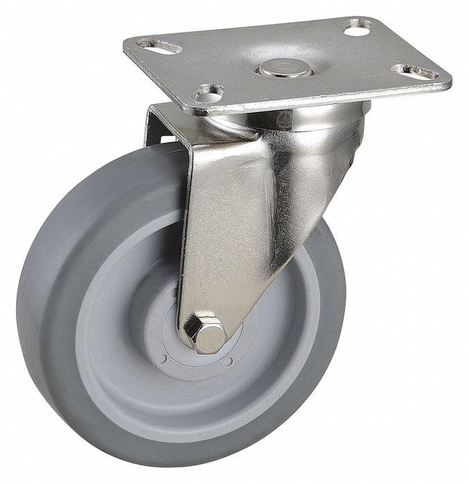 Plate Caster Swivel Rubber 6 3/16 H