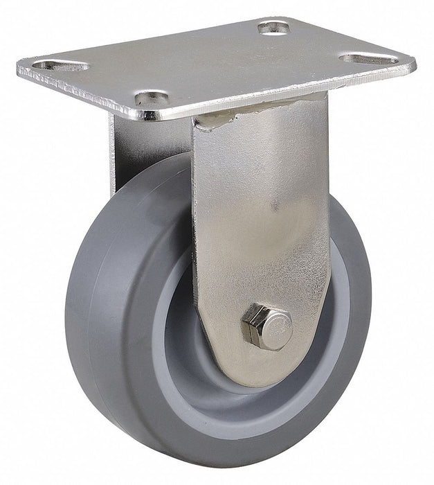 Plate Caster Rigid Rubber 5 3/16 H