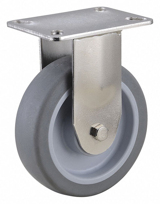 Plate Caster Rigid Rubber 6 3/16 H