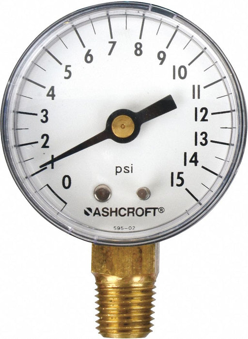 Gauge Pressure 0 to 15 psi Lower 2 in.
