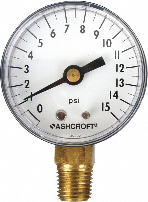 Gauge Pressure 0 to 15 psi Lower 2 in.