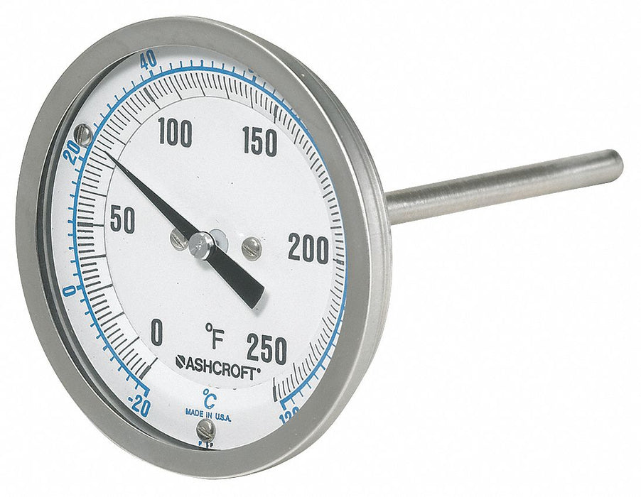 Dial Thermometer Bi-Metallic 4 in Stem