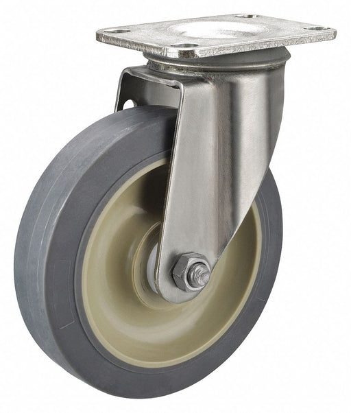 Plate Caster Swivel Rubber 5 1/8 H
