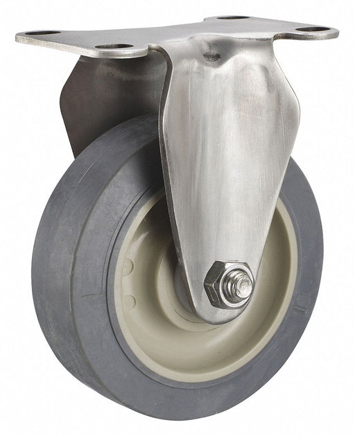Plate Caster Rigid Rubber 5 1/8 H
