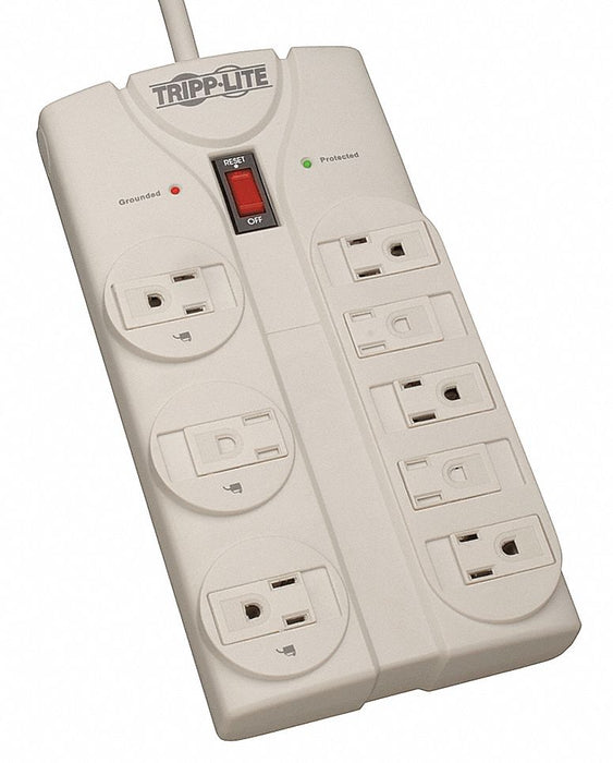 Outlet Strip Gray 9-9/16 in 8 Outlets