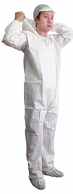 Hooded Coverall Elastic White L PK25