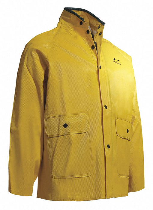 Collared Rain Jacket Yelw Ribbed PVC M