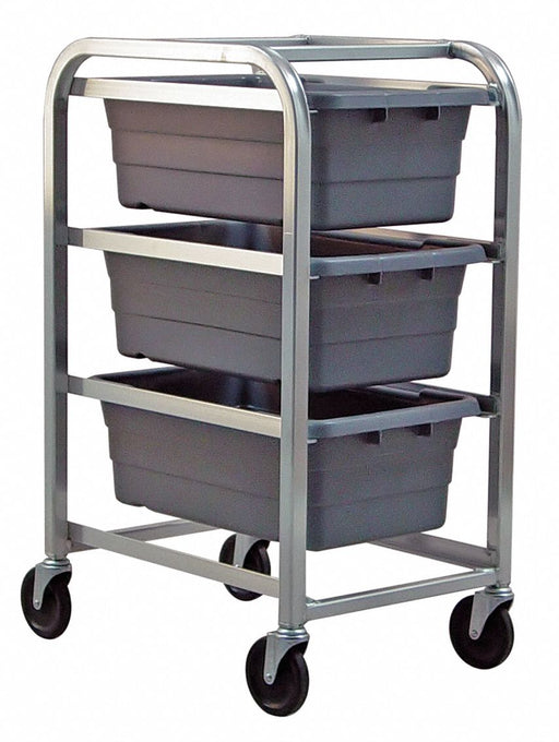 Cross Stack Tub Rack w/3 Tubs Gray