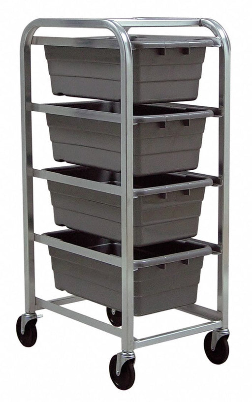 Cross Stack Tub Rack w/4 Tubs Gray