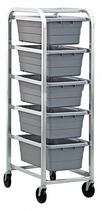 Cross Stack Tub Rack w/5 Tubs Gray