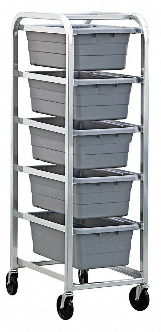 Cross Stack Tub Rack w/5 Tubs Gray