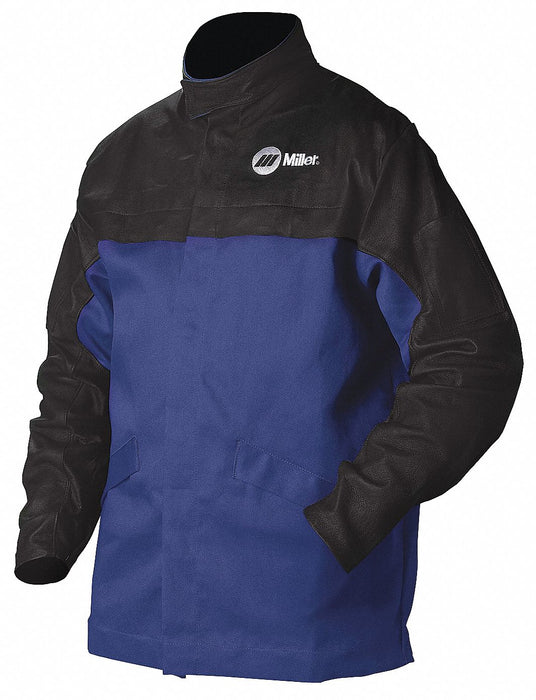 Combo Weld Jkt Royal/Blk Ctn/Leather L