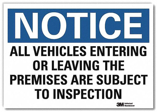 Notice Sign 5inx7in Reflective Sheeting