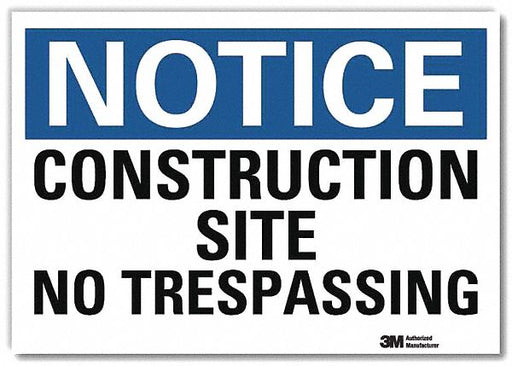 Notice Sign 7 in x 10 in Rflct Sheeting