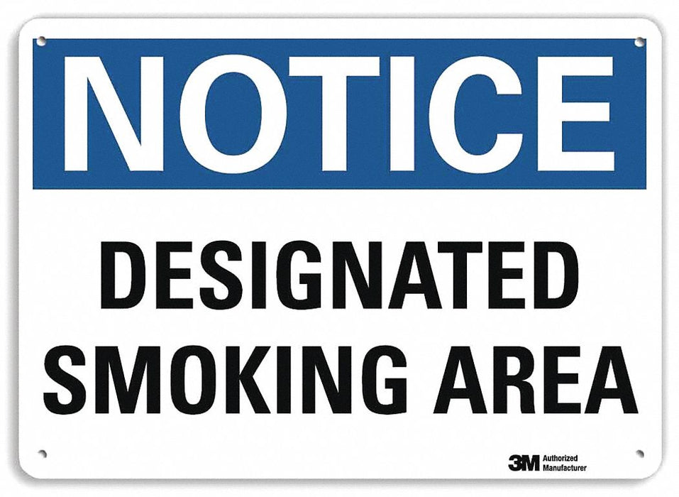 Smoking Area Sign 7 in x 10 in Aluminum