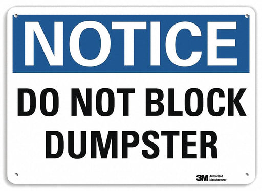 Notice Sign 7 in x 10 in Plastic