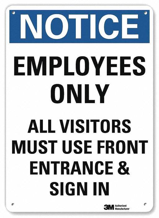Notice Sign 14 in x 10 in Aluminum