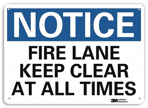 Notice Sign 10 in x 14 in Plastic