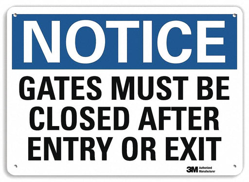 Notice Sign 7 in x 10 in Plastic