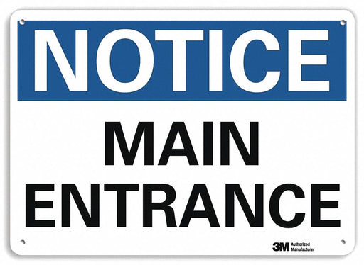 Notice Sign 10 in x 14 in Plastic
