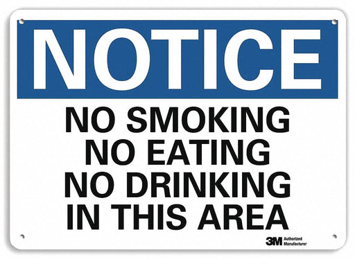 Notice Sign 7 in x 10 in Plastic