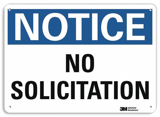 Notice Sign 7 in x 10 in Plastic
