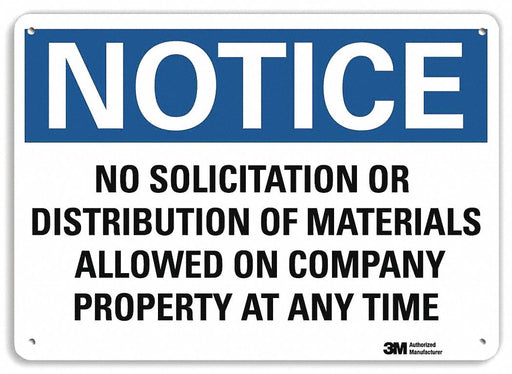 Notice Sign 7 in x 10 in Plastic