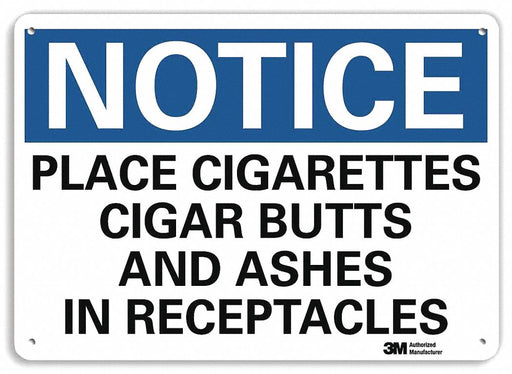 Notice Sign 7 in x 10 in Plastic
